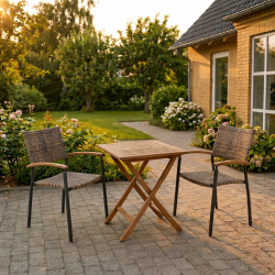 Boston/Era Cafes�t med foldbart bord og stole i UV-beskyttet polyrattan