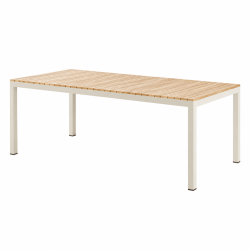 Eksklusivt havebord med teaklameller og sandfarvet aluminiumsstel -�B208xD100xH74 cm - Model: Mood Extreme