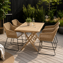Sif vedligeholdelsesfri havestol med slidst�rk polyrattan, robust st�lstel og komfortabel hynde - F�s i flere farver