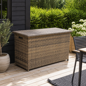 100 % Vandt�t Sofia XL hyndeboks med hjul og UV-beskyttet Polyrattan. V�lg farve!