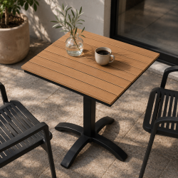 Lisa Caf�bord � 70�70 cm � Nonwood &amp; Aluminium - v�lg mellem farverne Natur eller Sand