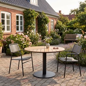 Rundt havebord i nonwood med metalfod - Model: Hector - �113cm