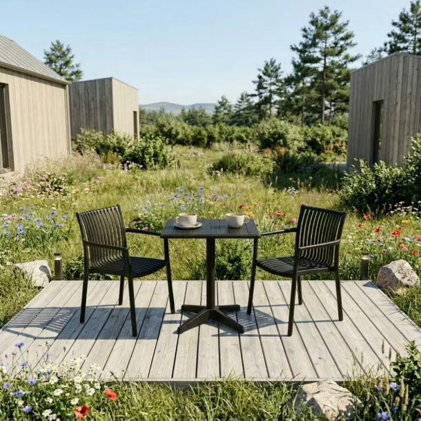 Berlin caf�s�t med 2 Lily havestole � Vedligeholdelsesfrit caf�s�t til terrasse og altan