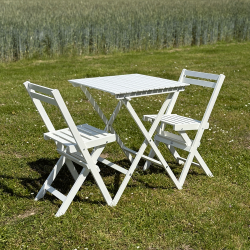 Hvidlakeret akacietr cafest med foldebord + 2 stk. klapstole. KVALITETS CAFEST - model Astrid