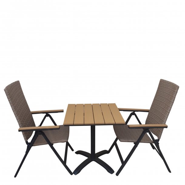 Cafesæt med 2 5-Positionsstole og bord - Café/ altan - Havemøbelhuset