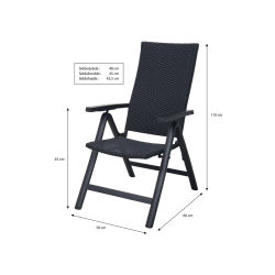Sort vedligeholdelsesfrit cafest med bord 70x70 cm. og 2 stk. 5-Positionsstole - Lotte