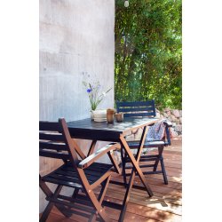 Cafset i svartmlad mahogny med fllbord + 2 fllbara stolar med armstd - Modell: York