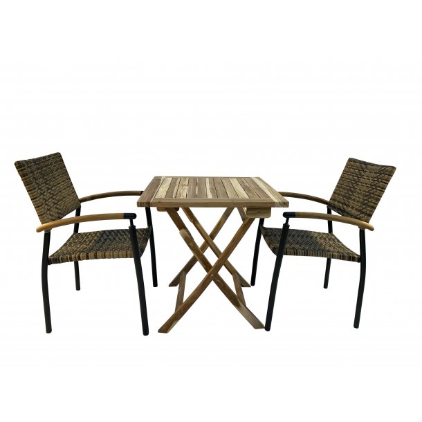 Cafset med hopfllbart bod och underhllsfria stolar (2 pers) svart- modell: Freja