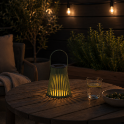 Solar lanterne i gr�n plast med solcelle - F�s i flere st�rrelser