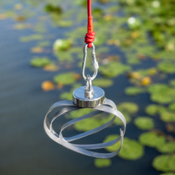 Robust fiskemagnet i st�l og nylon med 150 kg tr�kkraft - Perfekt til magnetfiskeri