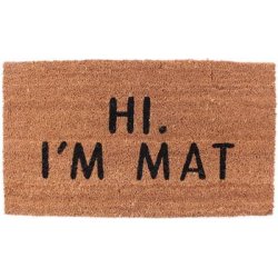 "Hi. I'm Mat" drmtte i kokos med PVC bagside, 40x70 cm - Slidstrkt og slidstrkt materiale