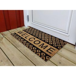 Welcome drmtte med stilrent mnstret design - 40 x 70 - af kokos og gummi, tler alt vejr. 