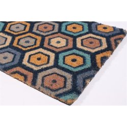 Grafisk kokosdrmtte med PVC-bagside, 40x70 cm - slidstrkt og holdbart materiale