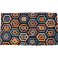 Grafisk kokosdrmtte med PVC-bagside, 40x70 cm - slidstrkt og holdbart materiale