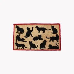 Kokos drmtte med flere kattemotiver, 40x70 cm - Holdbare materialer, der tler alt slags vejr