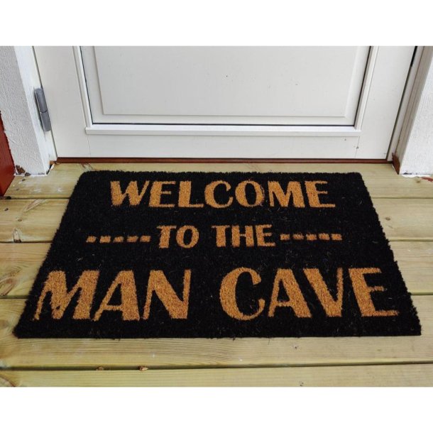 Kokos Drmtte med motiv "Welcome to the man cave" - Slidstrk drmtte der tler meget brug 40 x 70