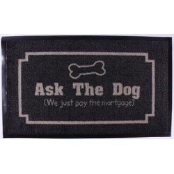 EKSTRA STOR - Ask the dog..." drmtte i 100% nylon, 45x75 cm - Slidstrkt og holdbart materiale