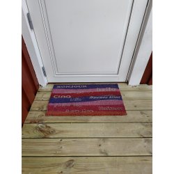 Farverig geografisk drmtte i kokos og pvc, 40 x 70 cm - Tler alt vejr 