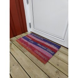 Farverig geografisk drmtte i kokos og pvc, 40 x 70 cm - Tler alt vejr 