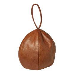 Rund drstopper m. strop i kvalitets lder - 3kg. Vlg farve!