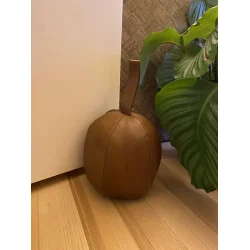 Rund drstopper m. strop i kvalitets lder - 3kg. Vlg farve!