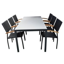 Era stabelstol UV-beskyttet polyrattan med teak armln. Vlg farve 