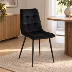 Stilren och bekv�m matstol med svarta metallben � Modell: Middelfart matstol � V�lj f�rg och material p� sitsen