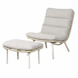 Eksklusiv gr� loungestol med skammel i st�l og polyester med�All Weather-hynder�