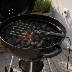 DAN GRILL elektrisk grillstarter i rustfrit st�l 800W - Hurtig og sikker opt�nding af grillkul