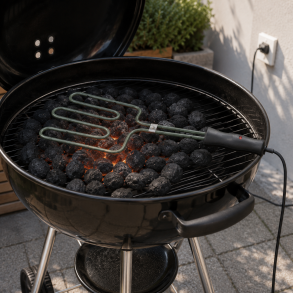 DAN GRILL elektrisk grillstarter i rustfrit st�l 800W - Hurtig og sikker opt�nding af grillkul