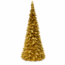 Stemningsfuldt gyldent juletr� i polyresin - Smuk og elegant dekoration til jul - F�s i flere st�rrelser