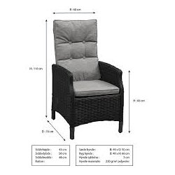 100% vedligeholdelsesfri positionsstol m/ pumpe indstillelig ryg. Inkl. All-weather hynde. model Rio