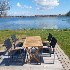 Boston/Era terrassest med 4 sorte stole i UV-beskyttet polyrattan