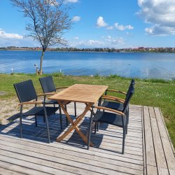 Boston/Era terrassest med 4 sorte stole i UV-beskyttet polyrattan