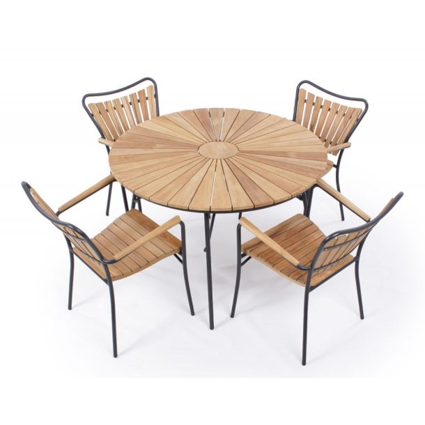 Eva Magnolia Havest med bord : 130 cm + 4 stole - vlg stellets farve