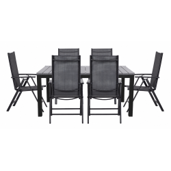 Underh�llsfritt set, tr�dg�rdsbord och 6-positionsstolar 
