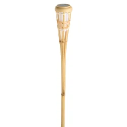 Solarfakkel i bambuslook �8 � 77 cm � Solcelledrevet LED havefakkel