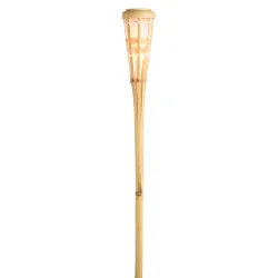 Solarfakkel i bambuslook �8 � 77 cm � Solcelledrevet LED havefakkel