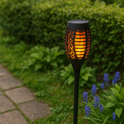 Solcelle fakkel 12 LED - HYGGELIG lys til have 