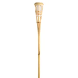 Solarfakkel i bambuslook �8 � 77 cm � Solcelledrevet LED havefakkel