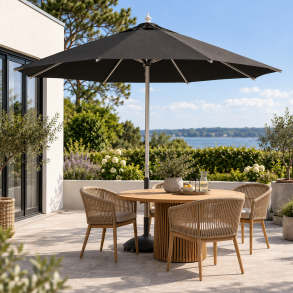 Olefin Parasol � 3,3 meter sort - Vandt�t + Dug har UV50+ solbeskyttelse - V�lg farve. Model: Royal