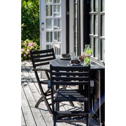 Svartmlat trdgrdsmbelset i mahogny med runt fllbart bord + 4 fllstolar - Modell: Isebella/York