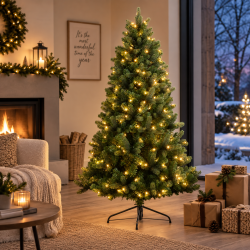 Autentisk genanvendeligt LED grantr� inkl. LED lys. V�lg h�jde