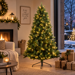 Autentisk genanvendeligt LED grantr� inkl. LED lys. V�lg h�jde