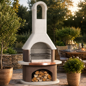 Buschbeck Stenovn med Grill & Pejs � Armeret Beton med Kobberplade