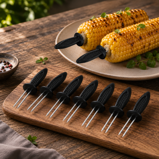Majsholdere 8 stk. � Praktisk grilltilbeh�r i rustfrit st�l