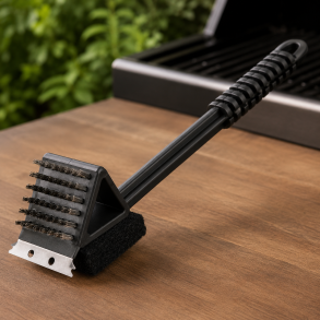 Dan Grill 3-i-1 Grillb�rste � Langt skaft med st�lb�rste, svamp og skraber