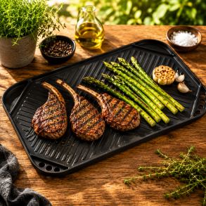 Grillbakke Helst�bt med Nonstick � Vendbar Grillplade i Aluminium