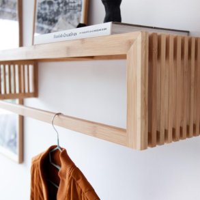 Garderobehylde stor, i bambus