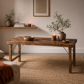 Bord i rustikt Indisk tr�!!  i vintage tr� - bordet har foldeben og m�ler: 130X60XH76CM. 